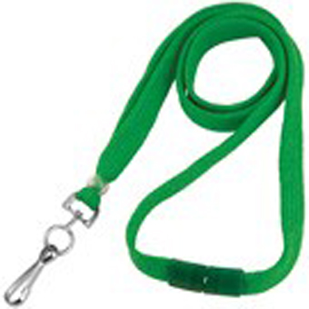 BRADY PEOPLE ID, GREEN 3/8 INCH FLAT BRAIDED LANYARD, BREAK AWAY, SWIVEL HOOK, PACK OF 100